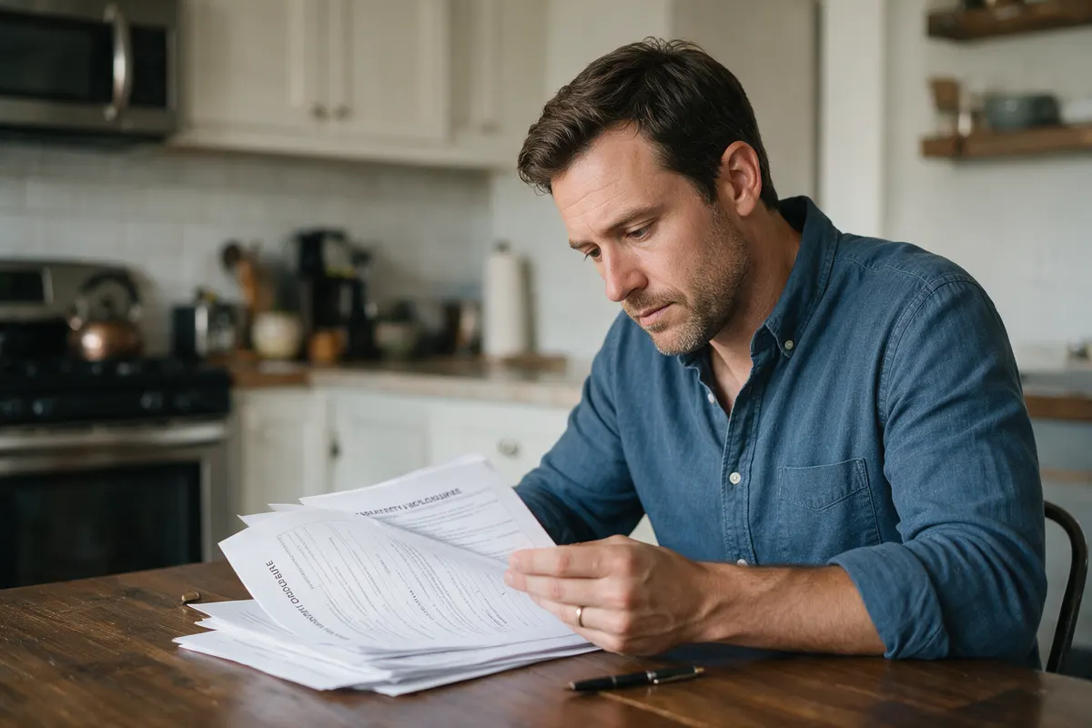 Homebuyer reviewing a disclosure notice before signing