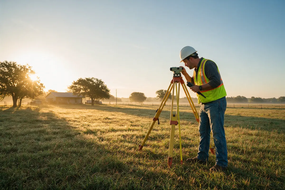 Surveyor measuring Texas land