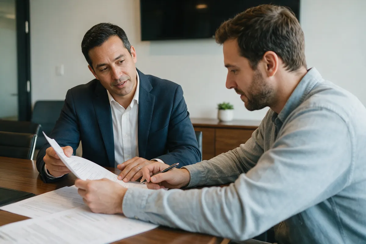 Lender reviewing documents with a homebuyer