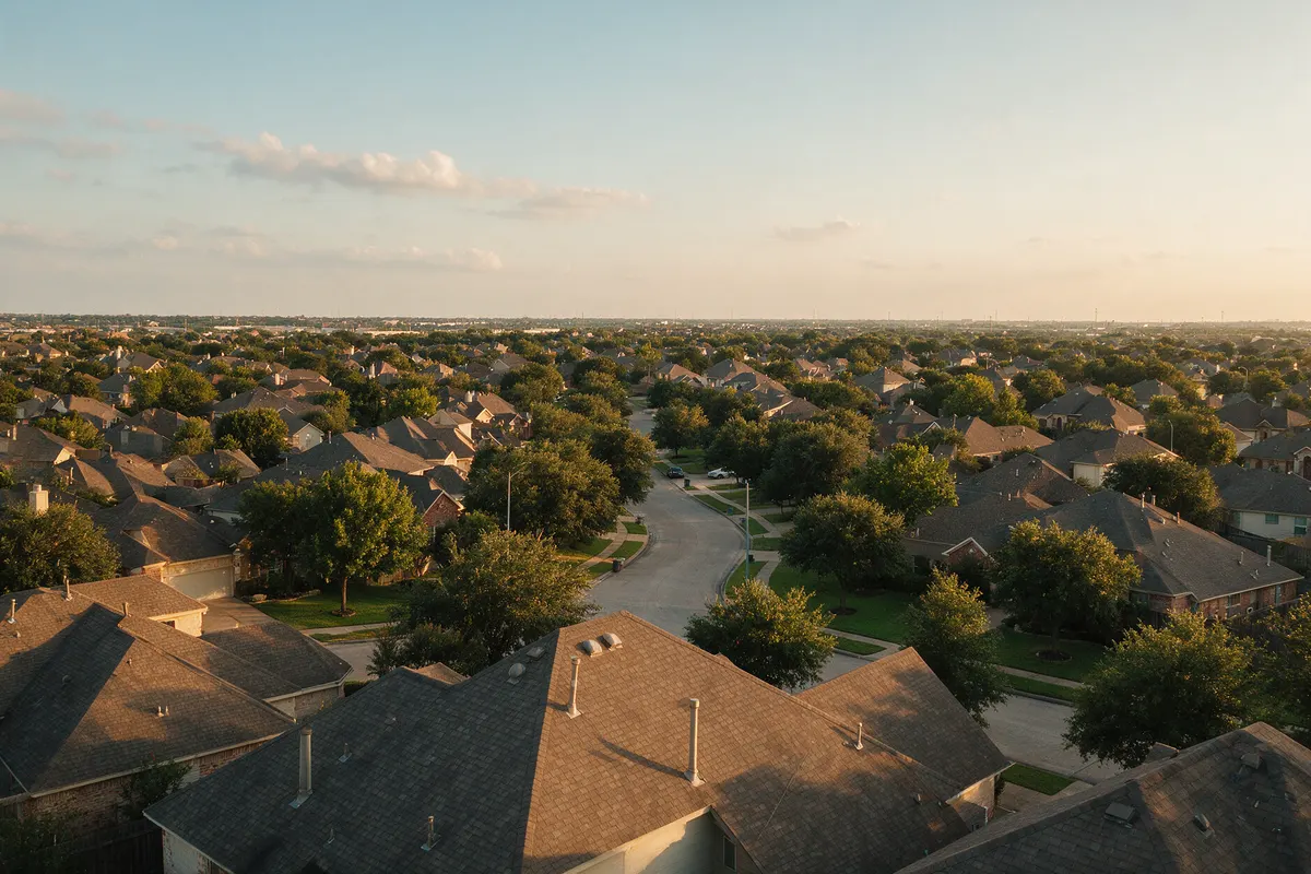Aerial view of a Texas neighborhood